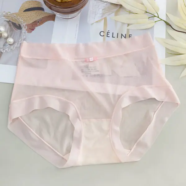 Seamless Ultra-Thin Ice Silk Briefs-Baby pink