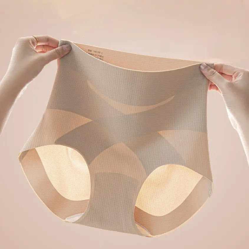Oplus_131072 Seamless X-Bandage High-Waist Tummy Control Panty-Beige - Image 1